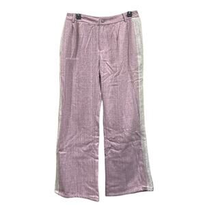 Lifted Anchors Wide Leg Pleated Crop Pants Pink Plaid Sweater Tuxedo Stripe 38